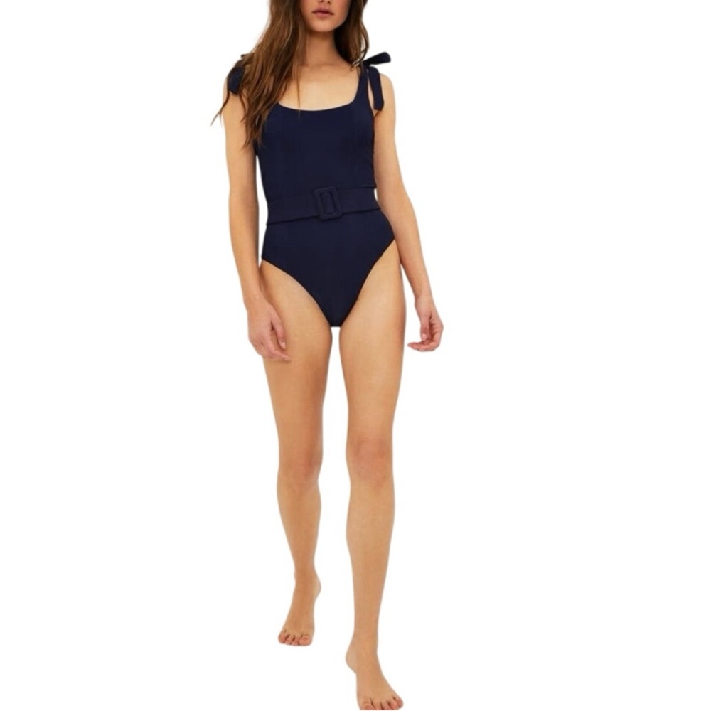 Beach Riot Navy Blue One-Piece Swimsuit with Tie Shoulders - Picture 3 of 12